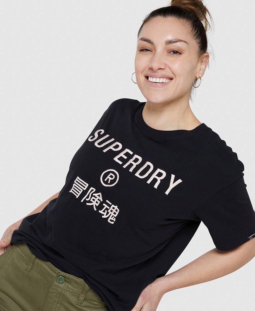 Vintage Black Corporate Logo T | Shirt – Superdry