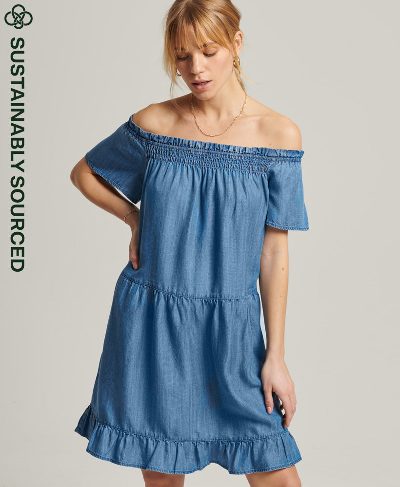 superdry vintage thrift dress Vintage Off Shoulder Dress