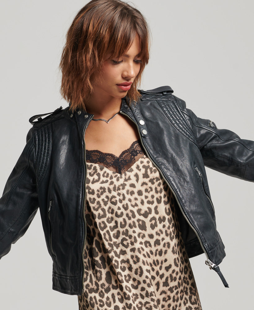 Vintage Leather Moto Racer Vintage Black – Superdry