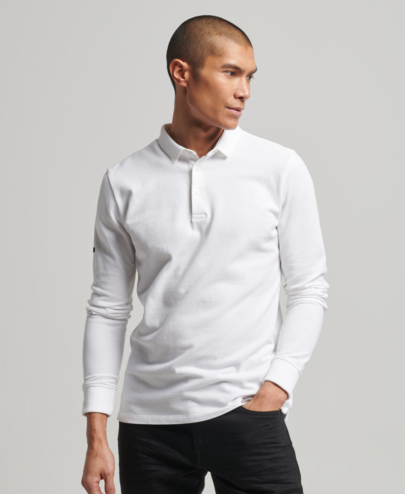 Long Sleeve Pique Polo Shirt | Optic