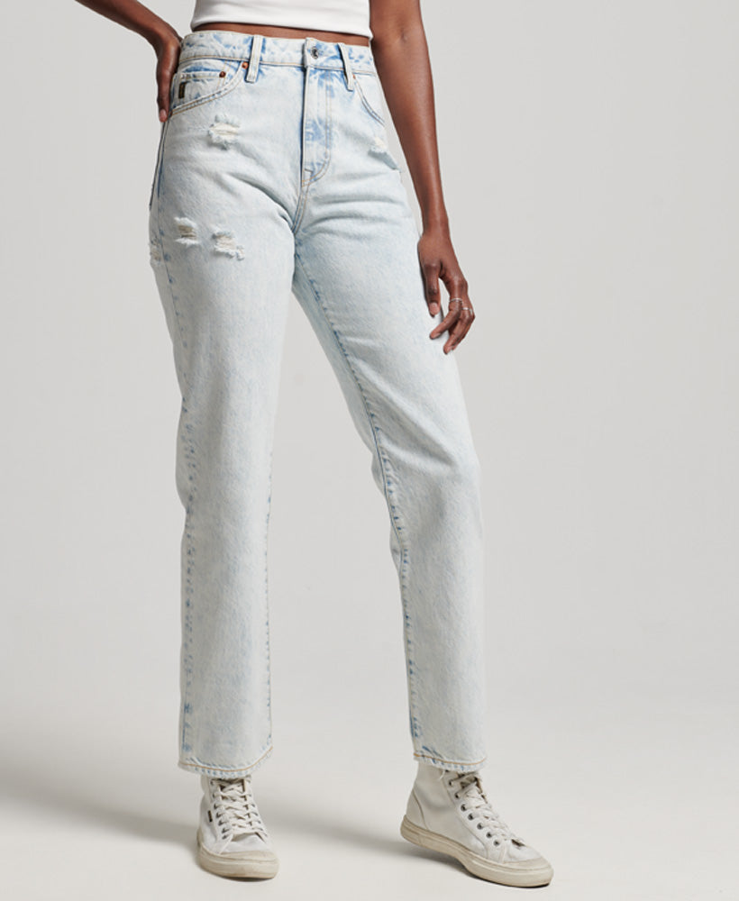 Vintage High Rise Straight Jeans | Icy Blue