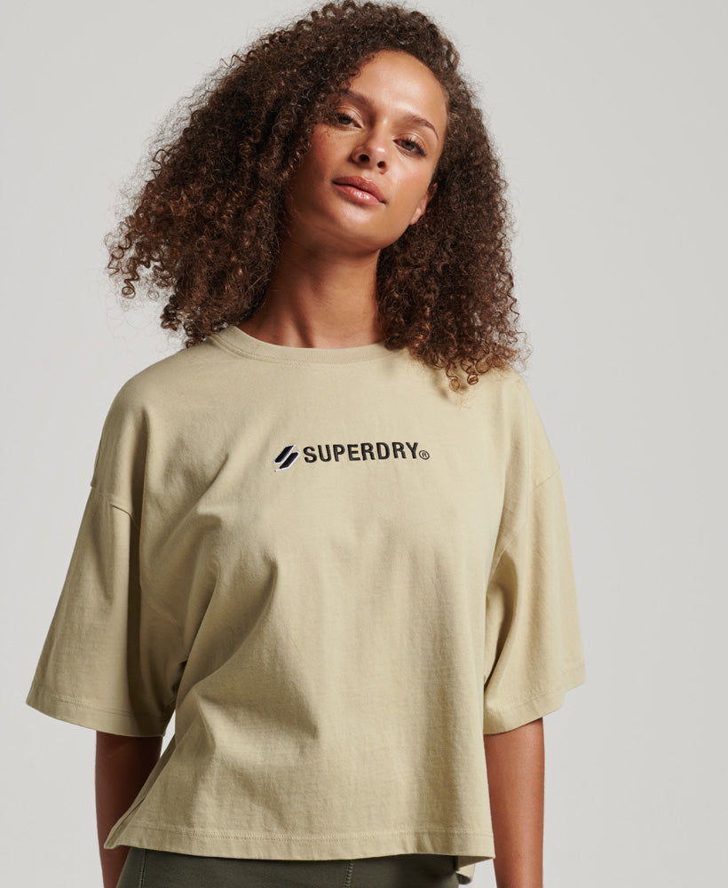 Code Applique Oversized Boxy T Shirt | Explorer Sand