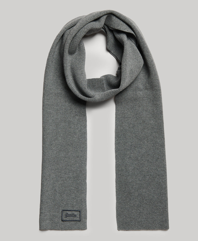 Knitted Logo Scarf | Rich Charcoal Superdry Marle –