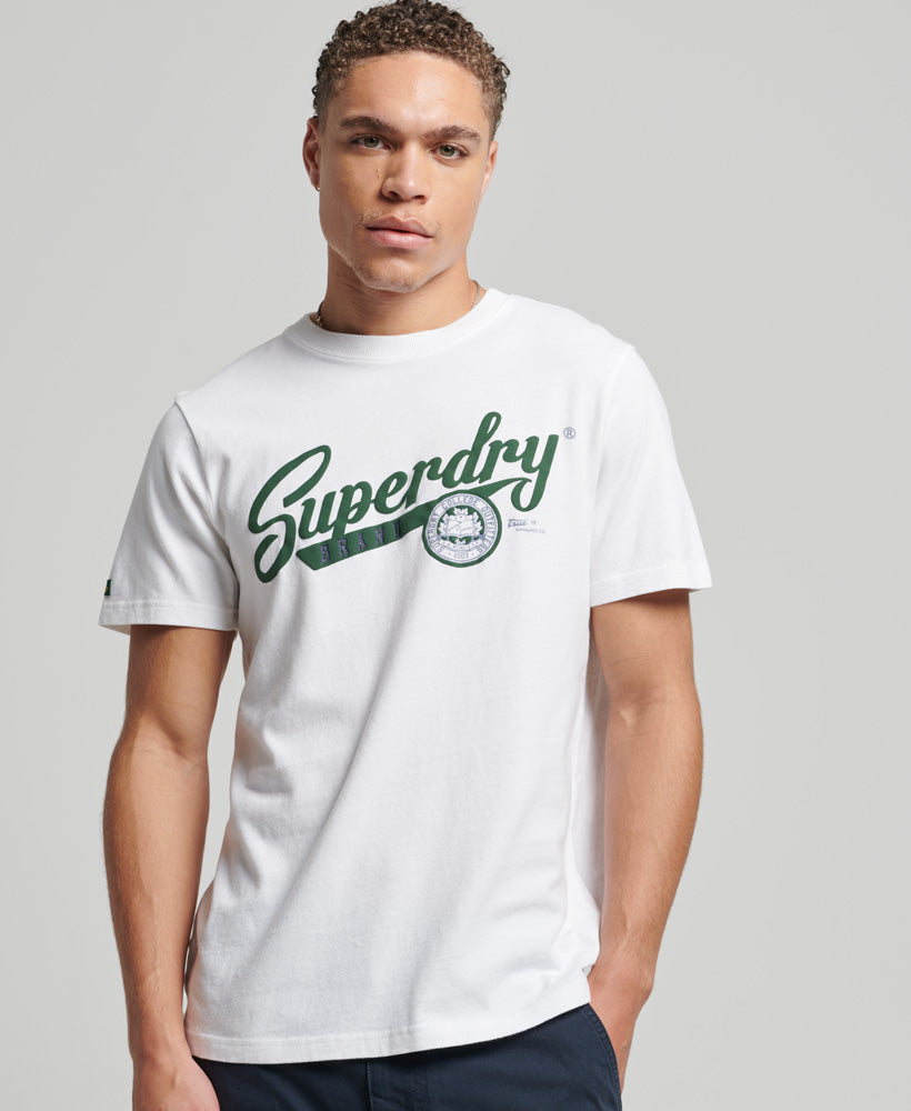 Vintage Scripted College T Shirt | Optic