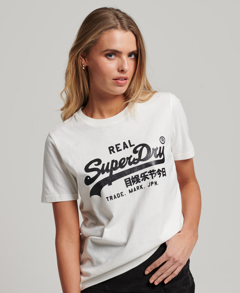 Vintage Logo Embellished T Shirt | Off White – Superdry