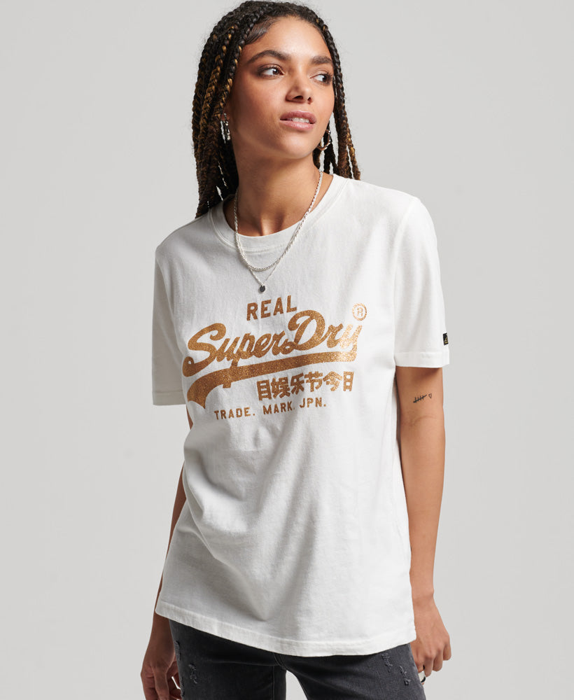 Vintage Logo Embellished T Shirt | Desert Bone Off White – Superdry