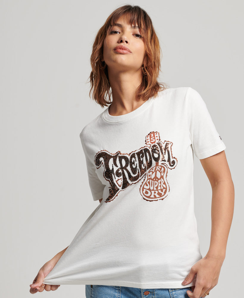 Vintage Embellished T-Shirt | New Chalk – Superdry