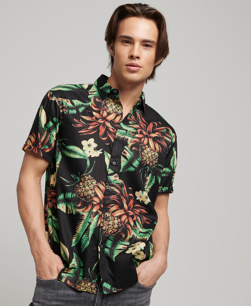 Vintage Hawaiian Shirt | Black Pineapples