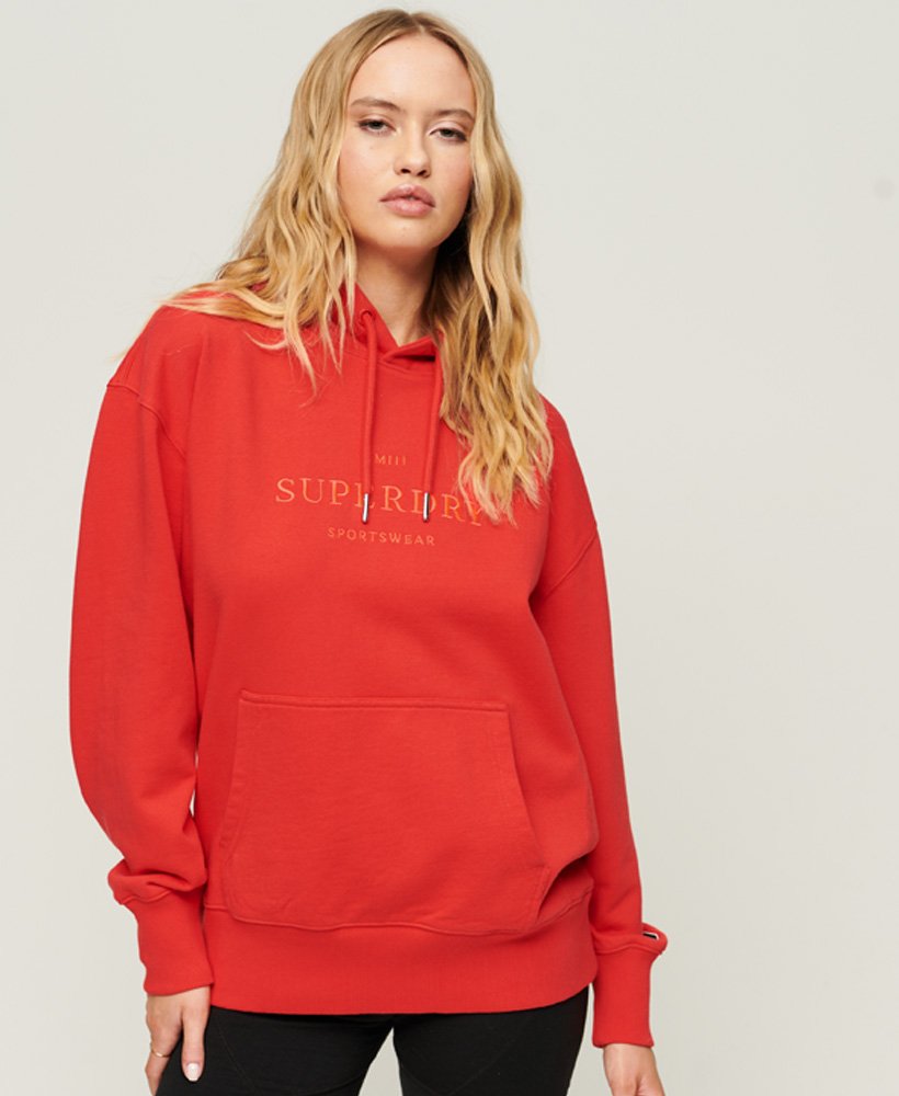 Code Heraldry Oversized Hoodie | Sunset Red – Superdry