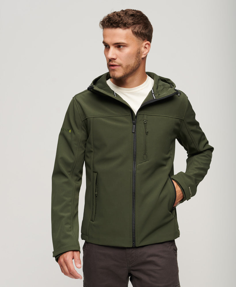 Fleece Lined Softshell Hooded Jacket | Dark Moss Green