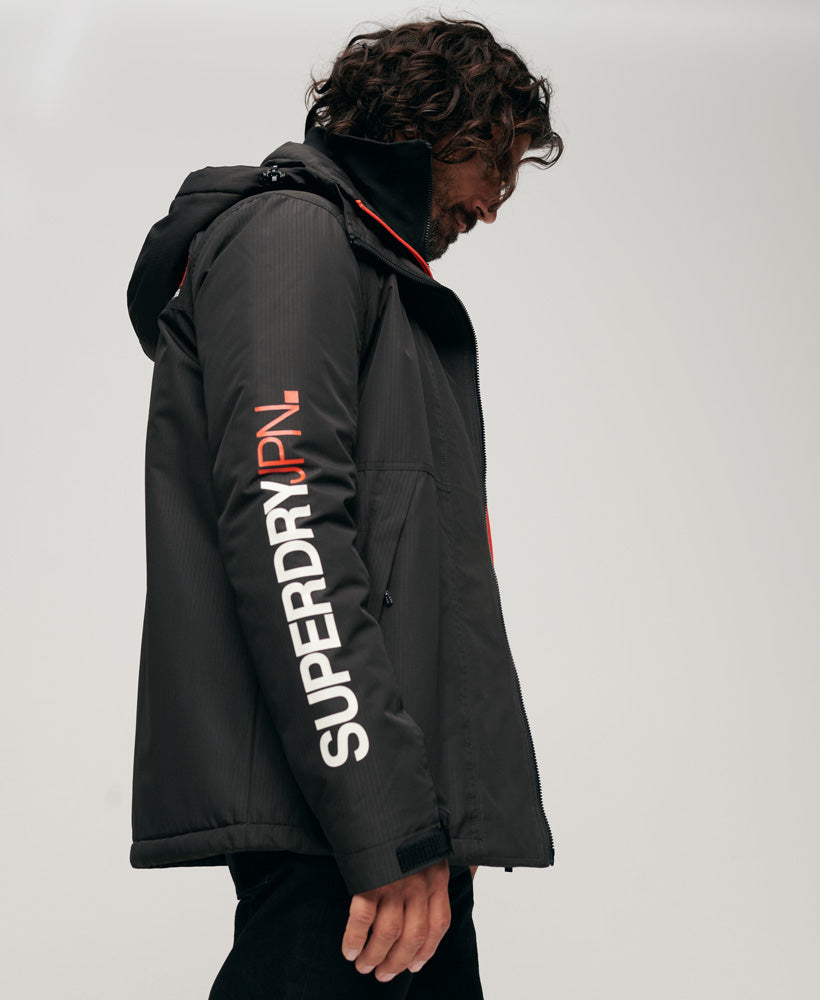 Hooded Yachter Windbreaker Jacket | Black/Bold Orange
