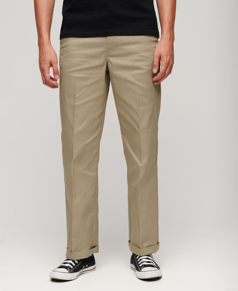 Straight Chino Trousers | Stone Wash Taupe Brown 32