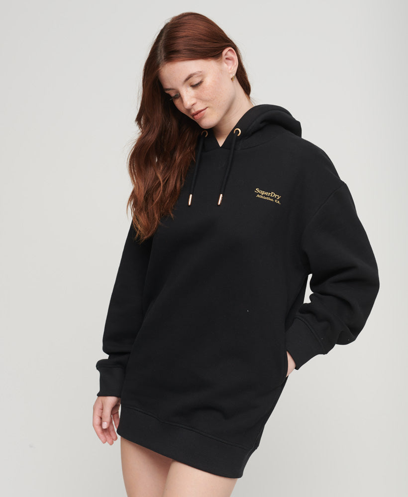 superdry dress black Superdry Open Back Long Sleeve Midi Dress Black 2XS Woman