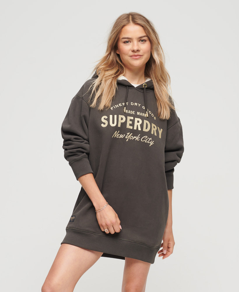 Luxe Metallic Logo Hoodie Dressential | Vintage Black