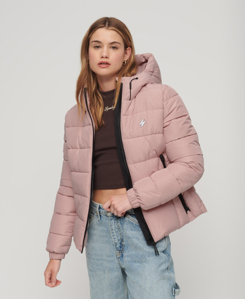 Hooded Spirit Sports Puffer Jacket | Vintage Blush Pink