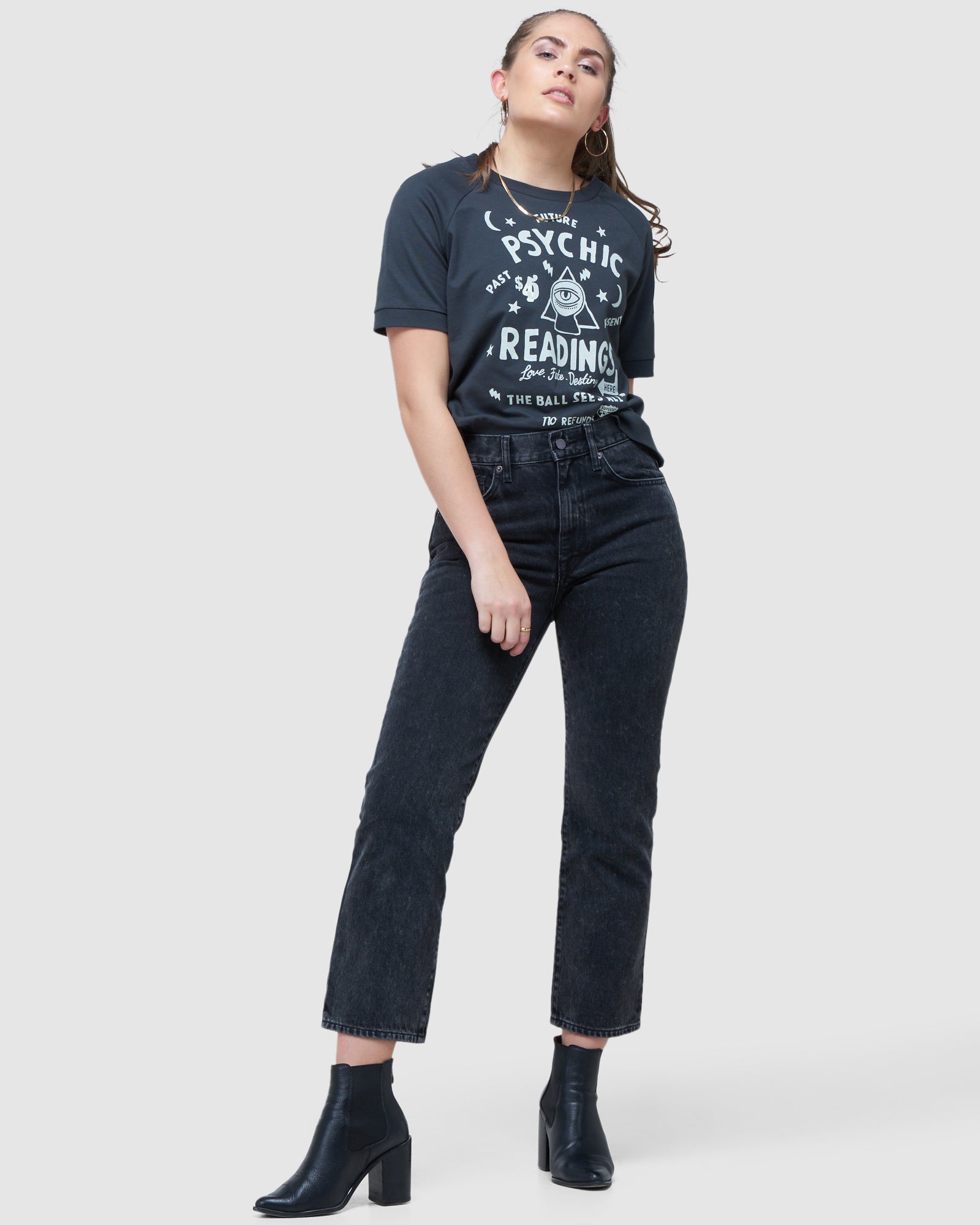 High Rise Straight Jeans | Wolcott Black Stone 30