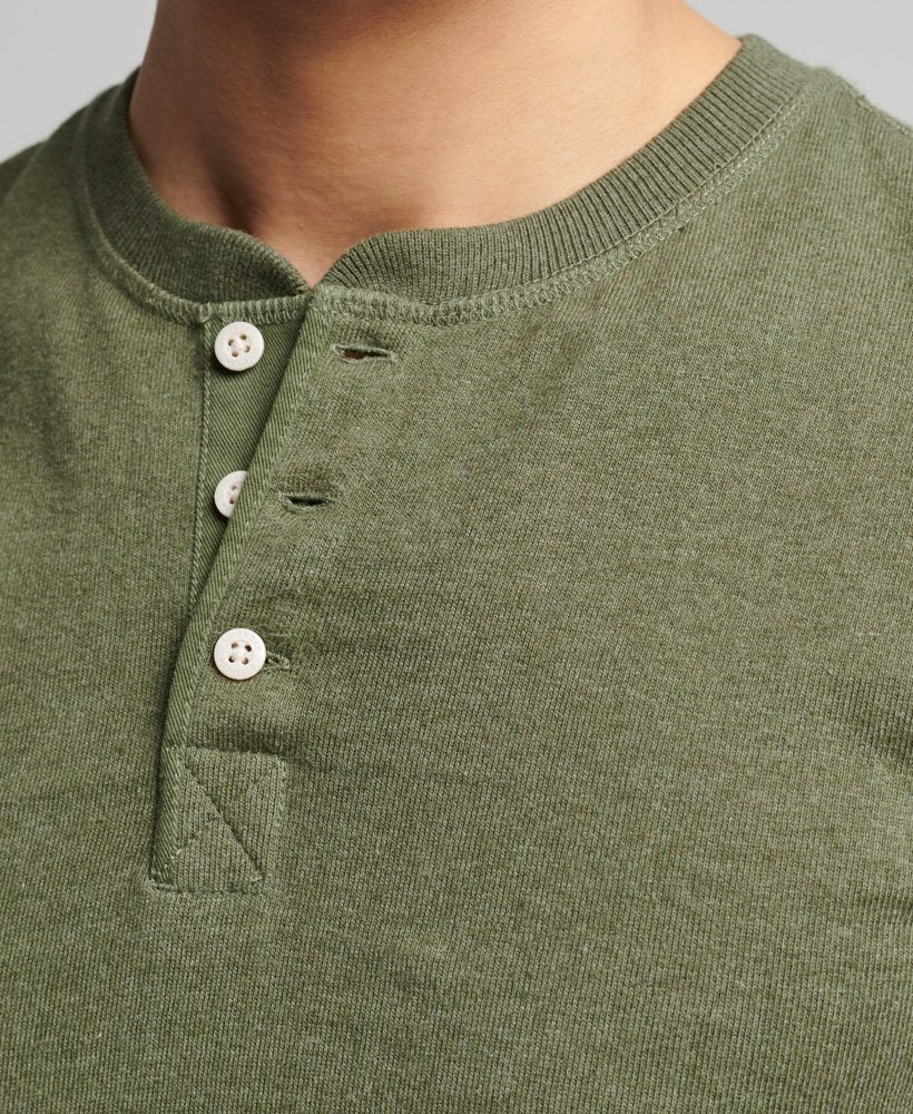 Vintage short Sleeve Henley T Shirt | Thrift Olive Marle