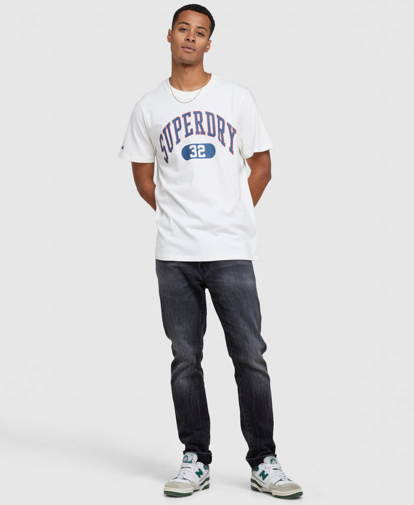 Vintage Varsity Print T Shirt | New Chalk