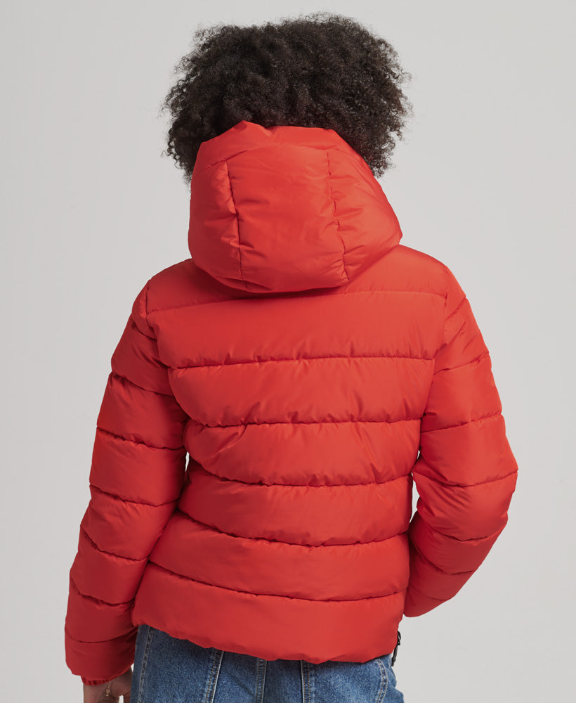 Hooded Spirit Sports Puffer Jacket | Bright Red