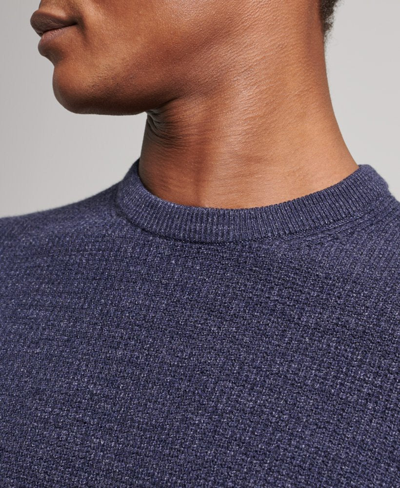 Vintage Textured Crew Knit | Night Navy Heather – Superdry