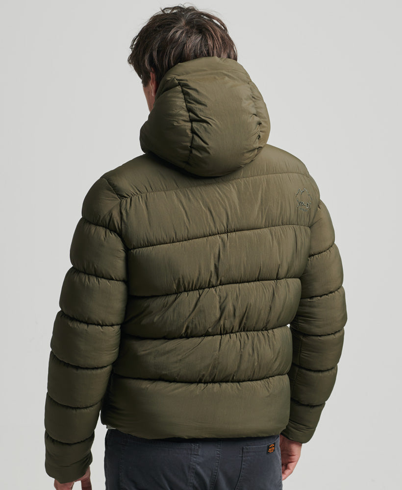 Hooded XPD Sports Puffer Jacket | Washed Khaki – Superdry