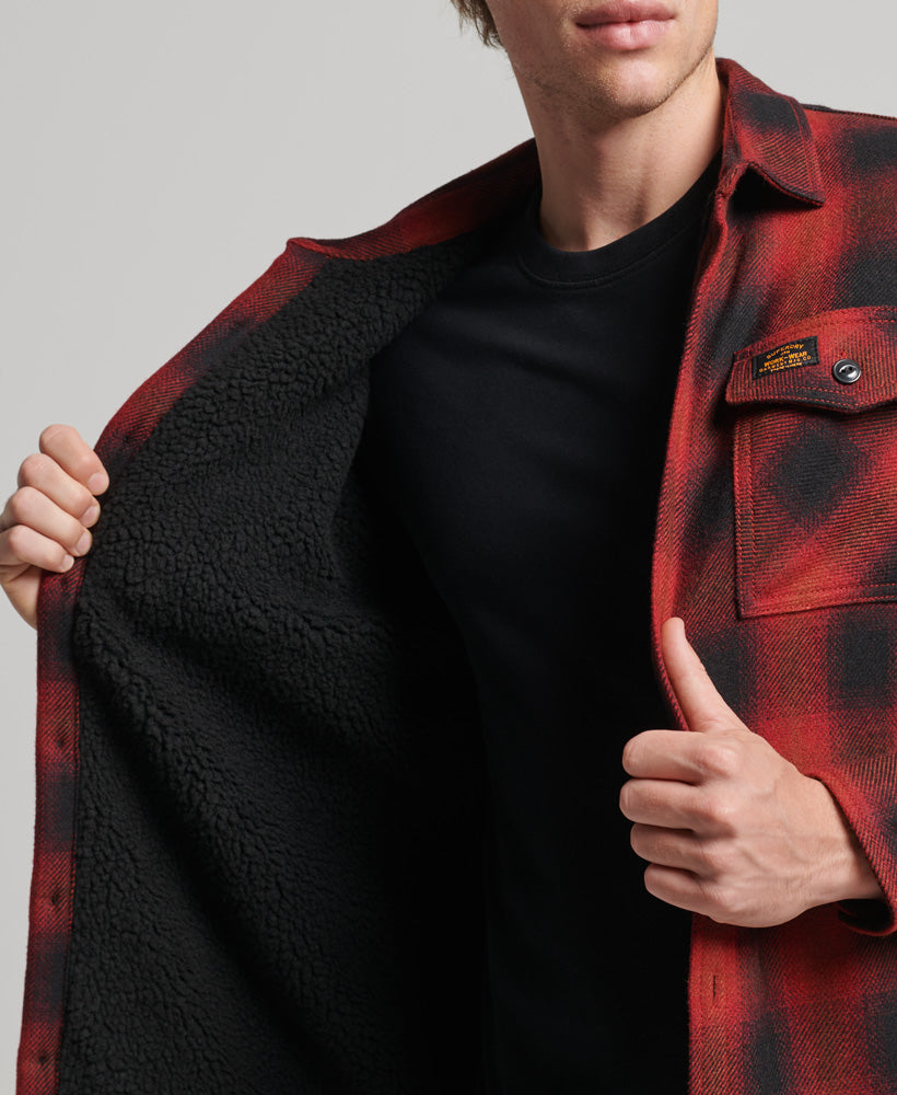 Sherpa Lined Miller Wool Overshirt | Redwood Check