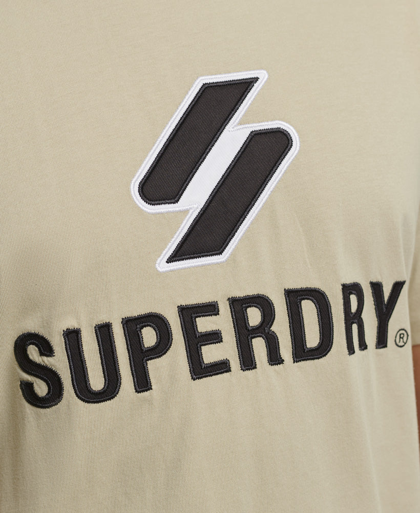 Code Logo Stacked Applique T Shirt | Explorer Sand