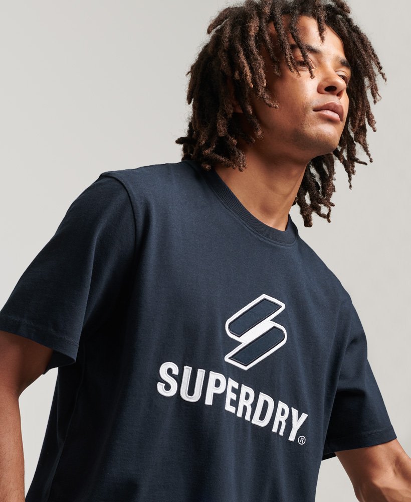Code Logo Stacked Applique T Shirt | Deep Navy