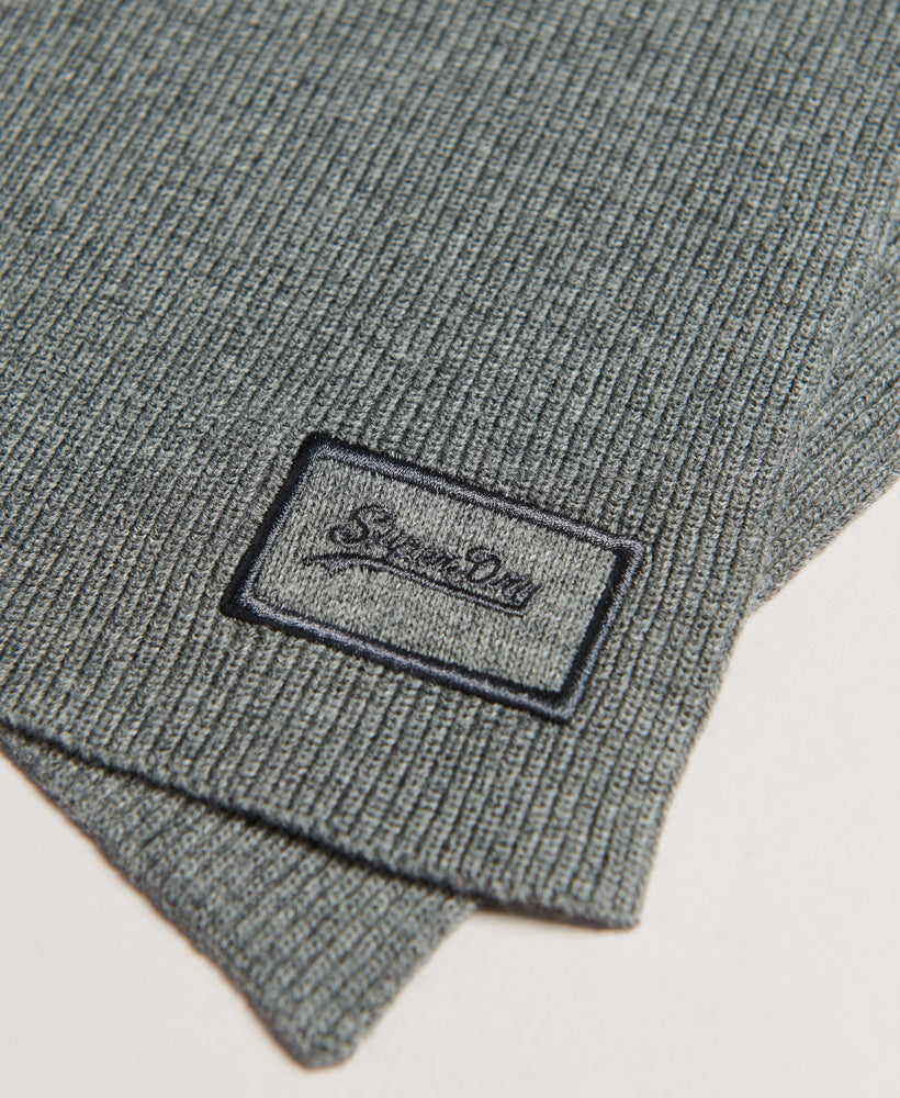 Knitted Logo Scarf | Rich Charcoal Marle