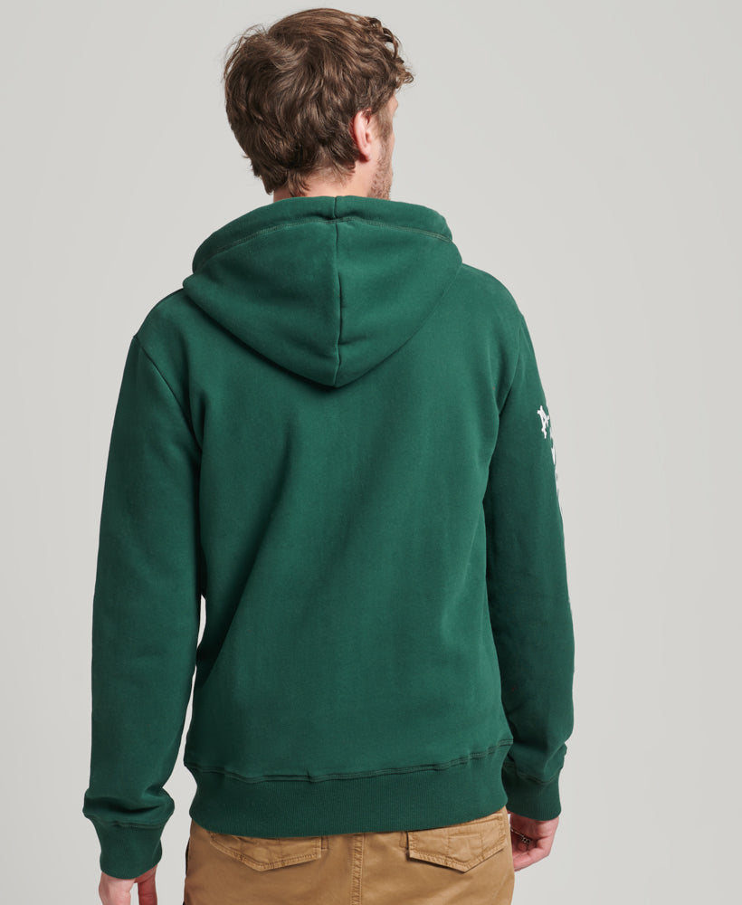 Vintage Collegiate Zip Hoodie | Emerald Green