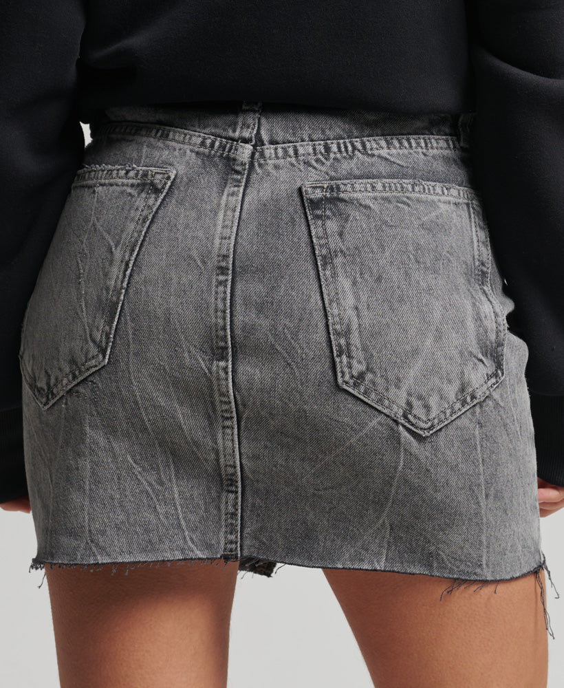 Vintage Denim Mini Skirt | Black Marble