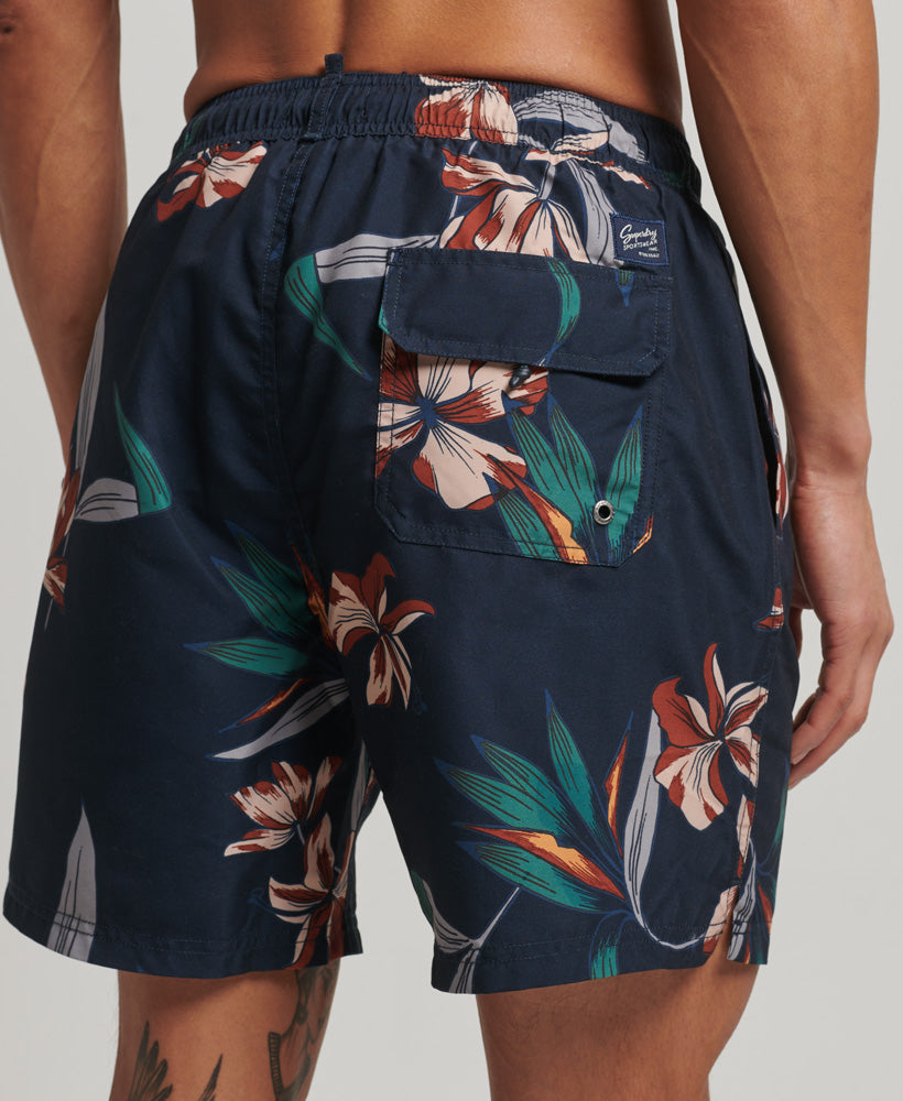 Vintage Hawaiian Swim Shorts | Dark Navy Hawaiian