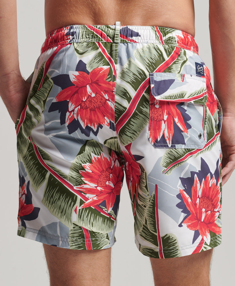 Vintage Hawaiian Swim Shorts | Optic Banana Leaf