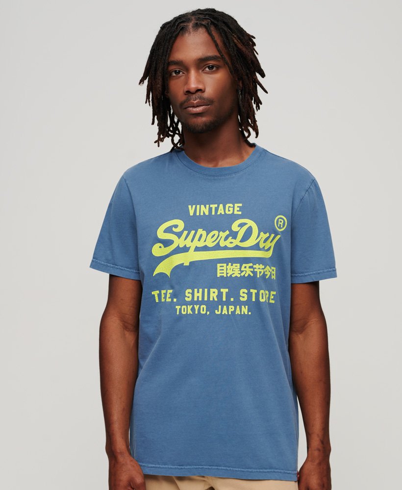 Neon Vintage Logo T-Shirt | Esign Blue – Superdry