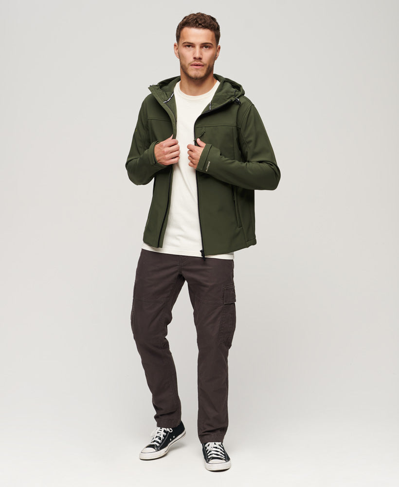 Fleece Lined Softshell Hooded Jacket | Dark Moss Green – Superdry