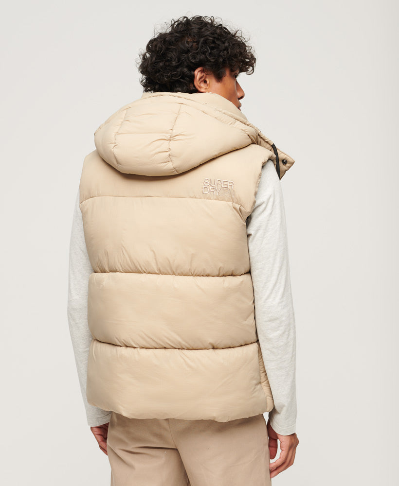 Hooded Ripstop Puffer Gilet | Winter Twig Beige