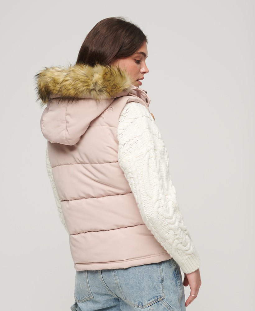 Everest Faux Fur Puffer Gilet | Pink Blush