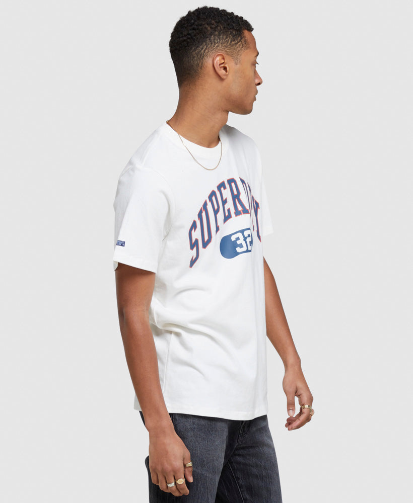 Vintage Varsity Print T Shirt | New Chalk