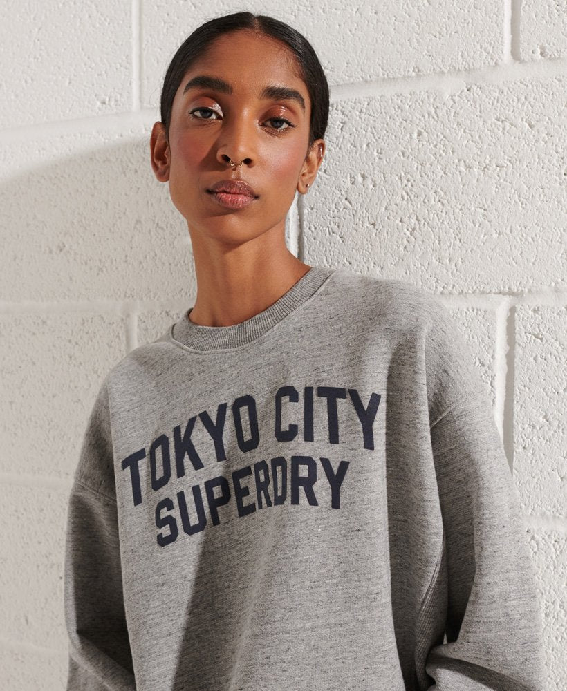 City College Crew Dress | Grey Slub Grindle – Superdry