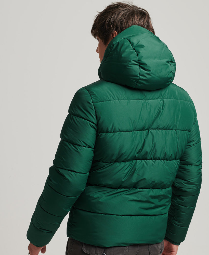 Hooded Sports Puffer Jacket | Mid Pine