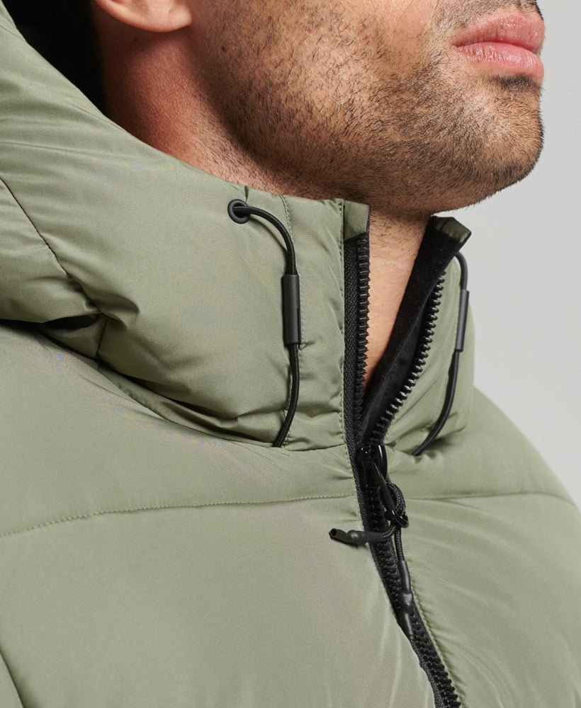 Hooded Sports Puffer Jacket | Dusty Olive