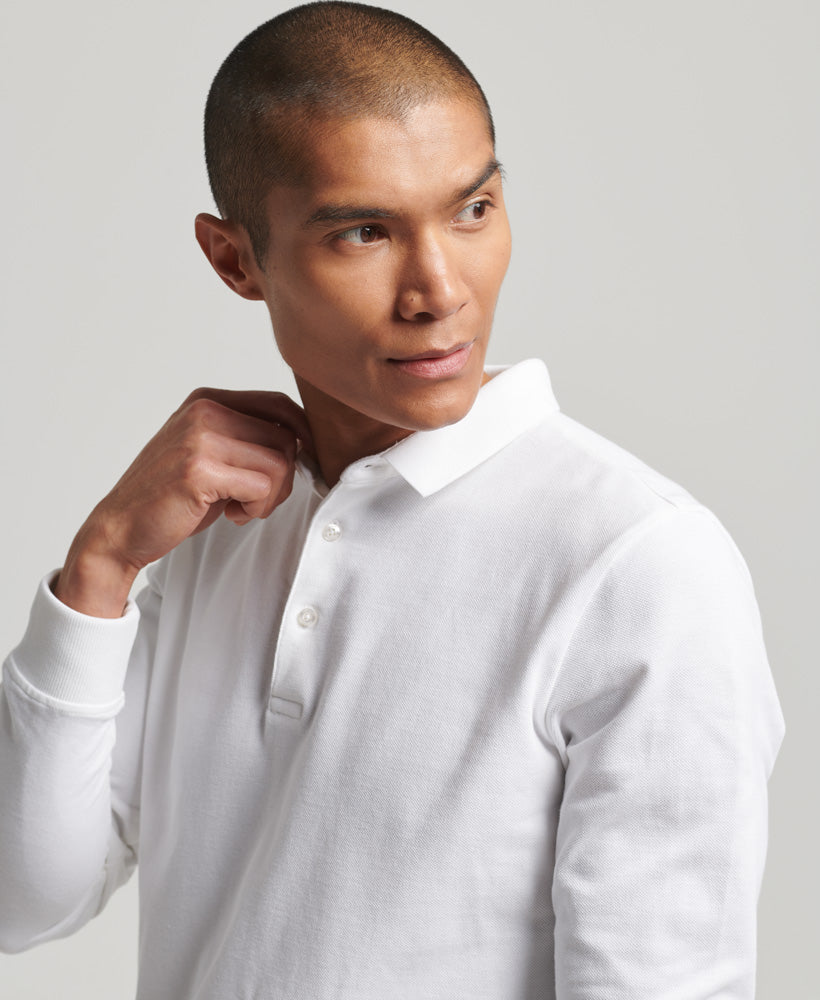 Long Sleeve Pique Polo Shirt | Optic