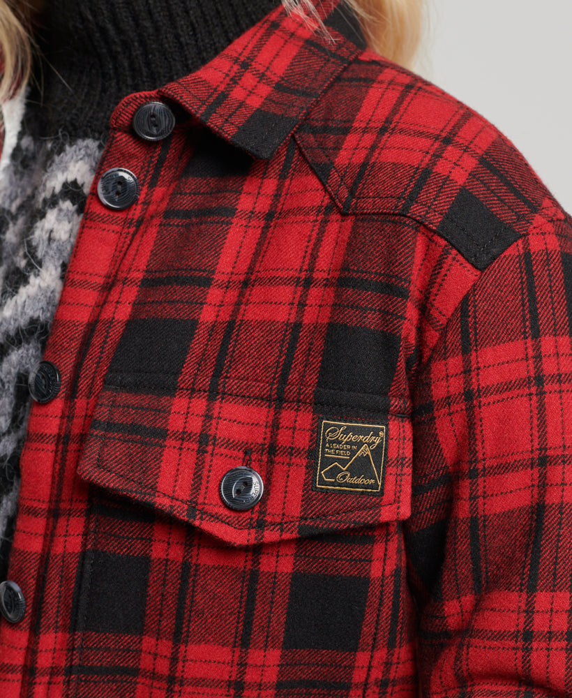 Borg Flannel Check Overshirt | Red Check | Red Check