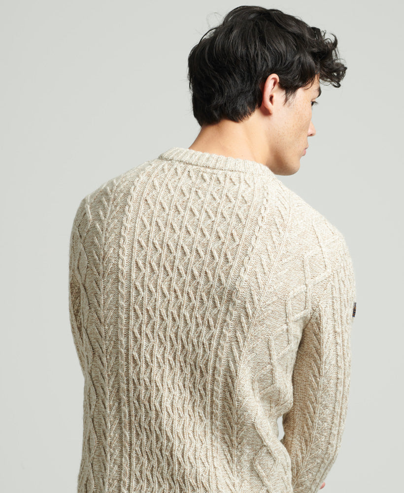 Jacob Cable Crew Jumper | Oatmeal Marle