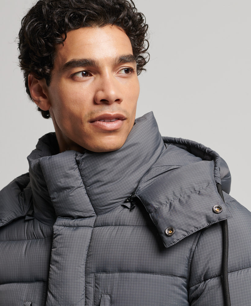 Touchline Padded Jacket | Football Grid Charcoal – Superdry