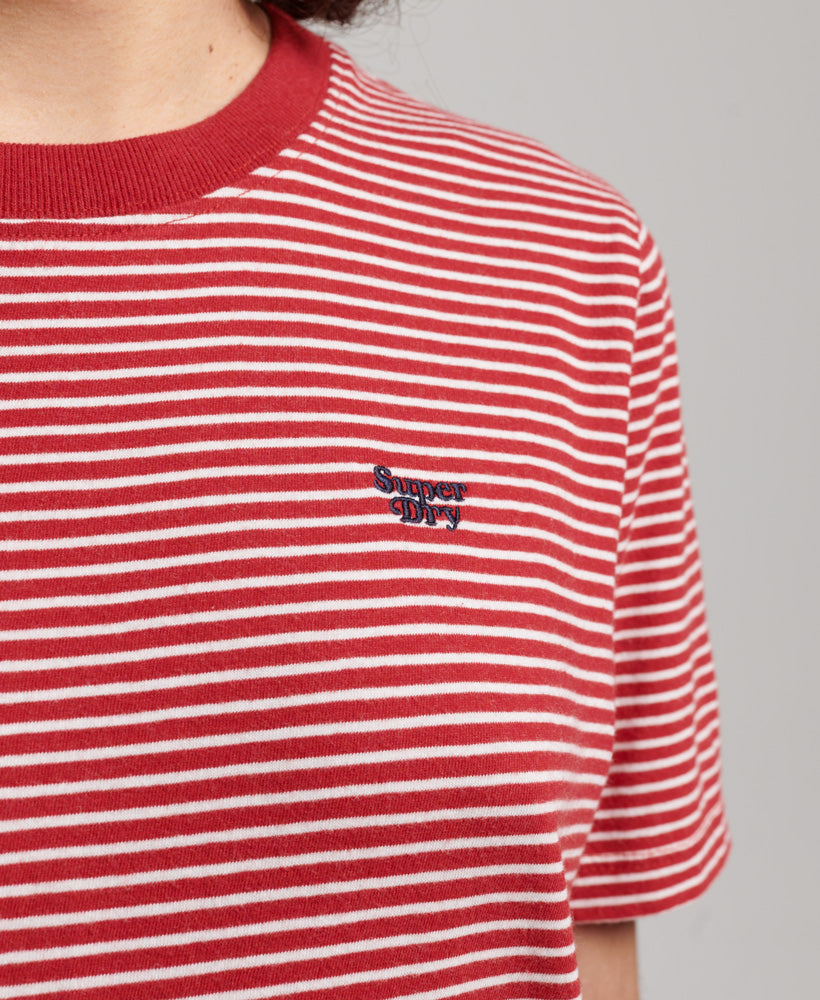 Vintage Logo Embroidered Stripe T Shirt | Papaya Rd Marle/Rdo Wht Stripe