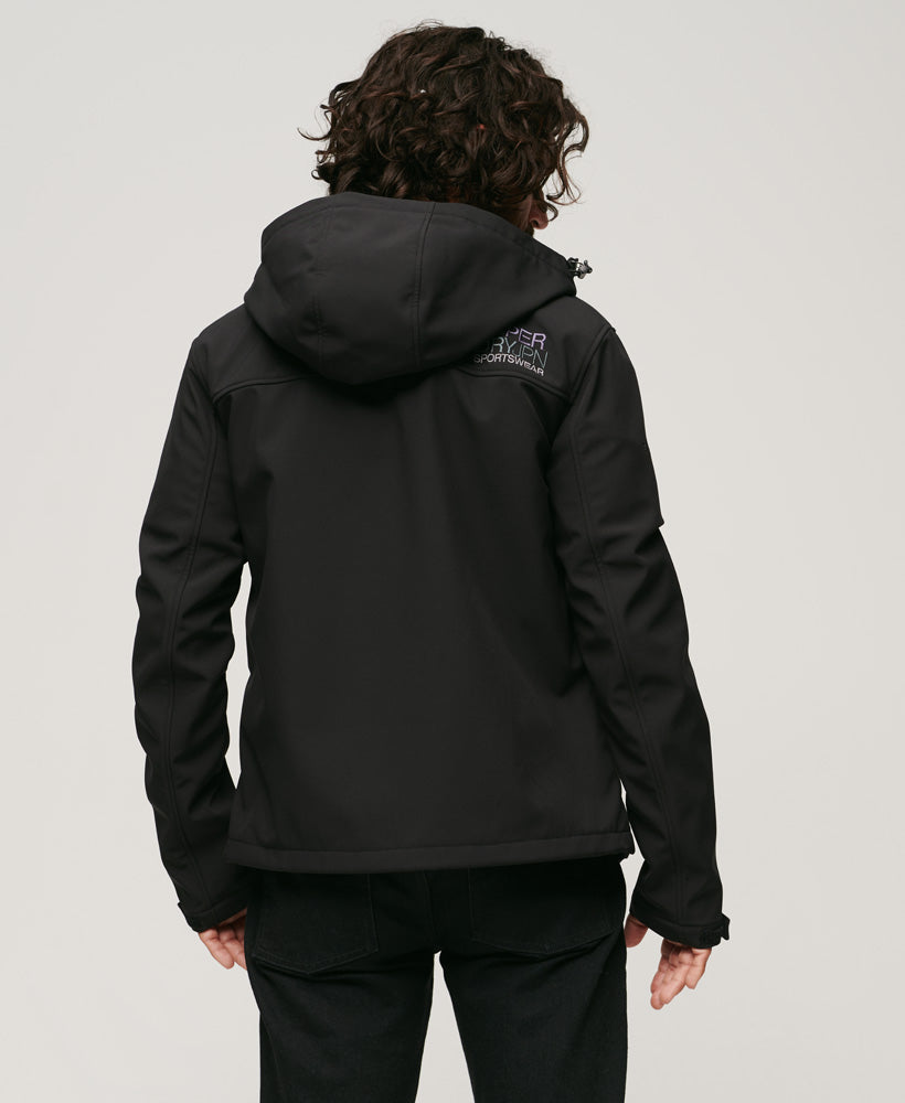 Fleece Lined Softshell Hooded Jacket | Black