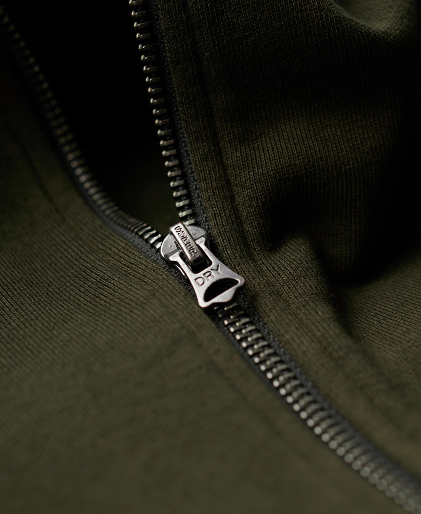 Contrast Stitch Relaxed Zip Hoodie | Dark Grey Green