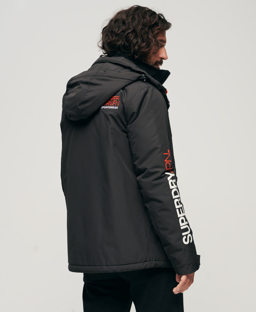 Hooded Yachter Windbreaker Jacket | Black/Bold Orange