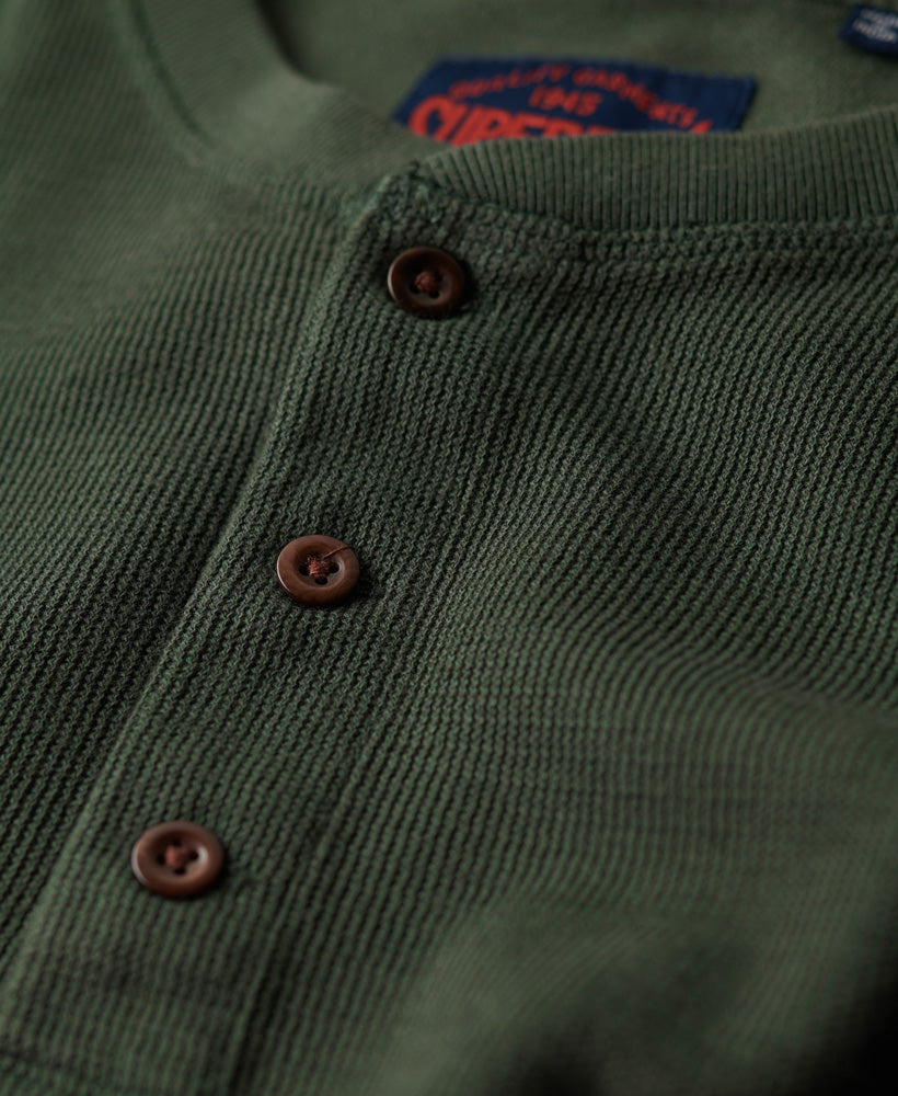 Relaxed Fit Waffle Cotton Henley Top | Surplus Goods Olive